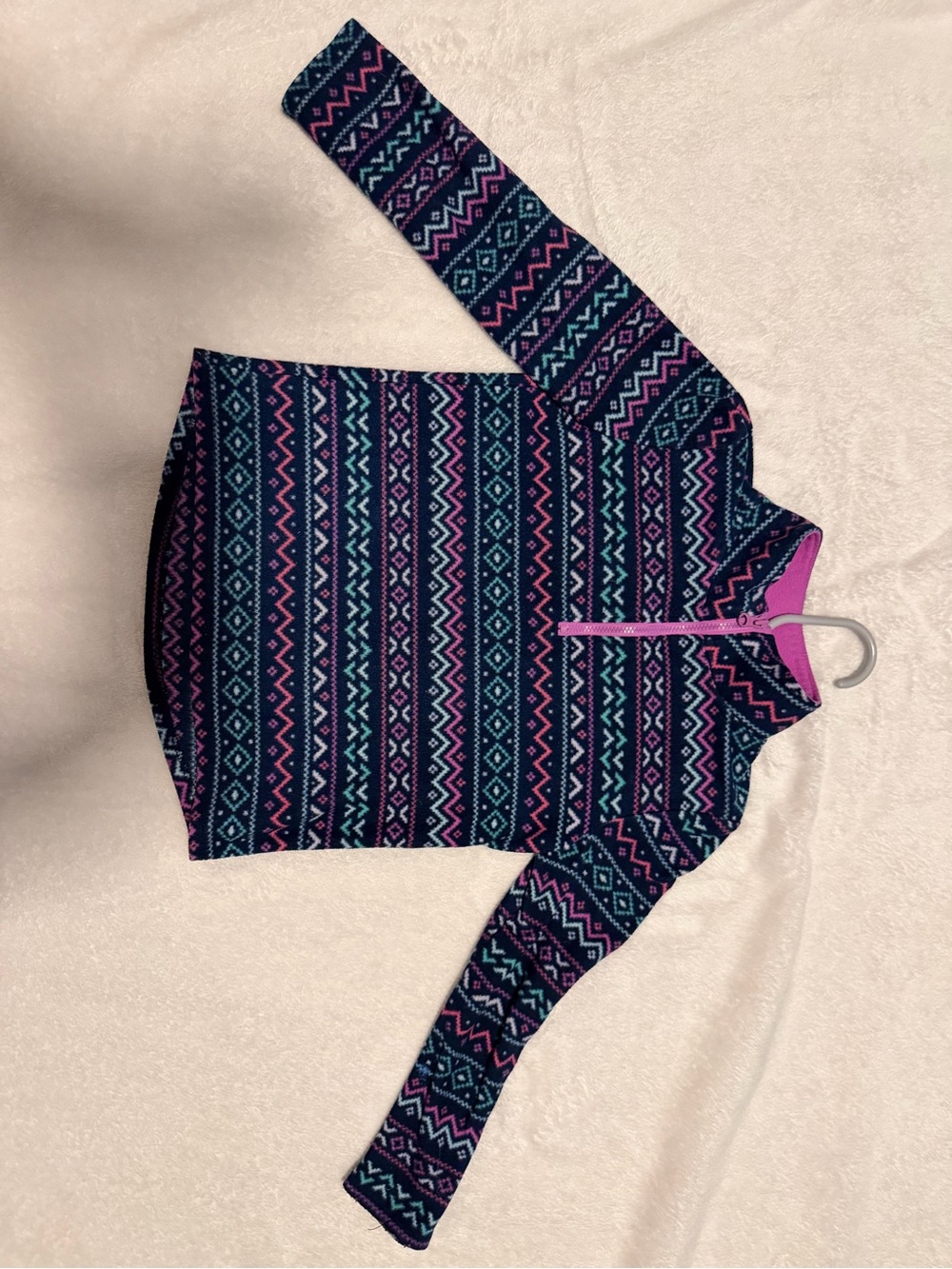 jumping beans Navy Half-Zip Sweater with Pink & Aqua Pattern